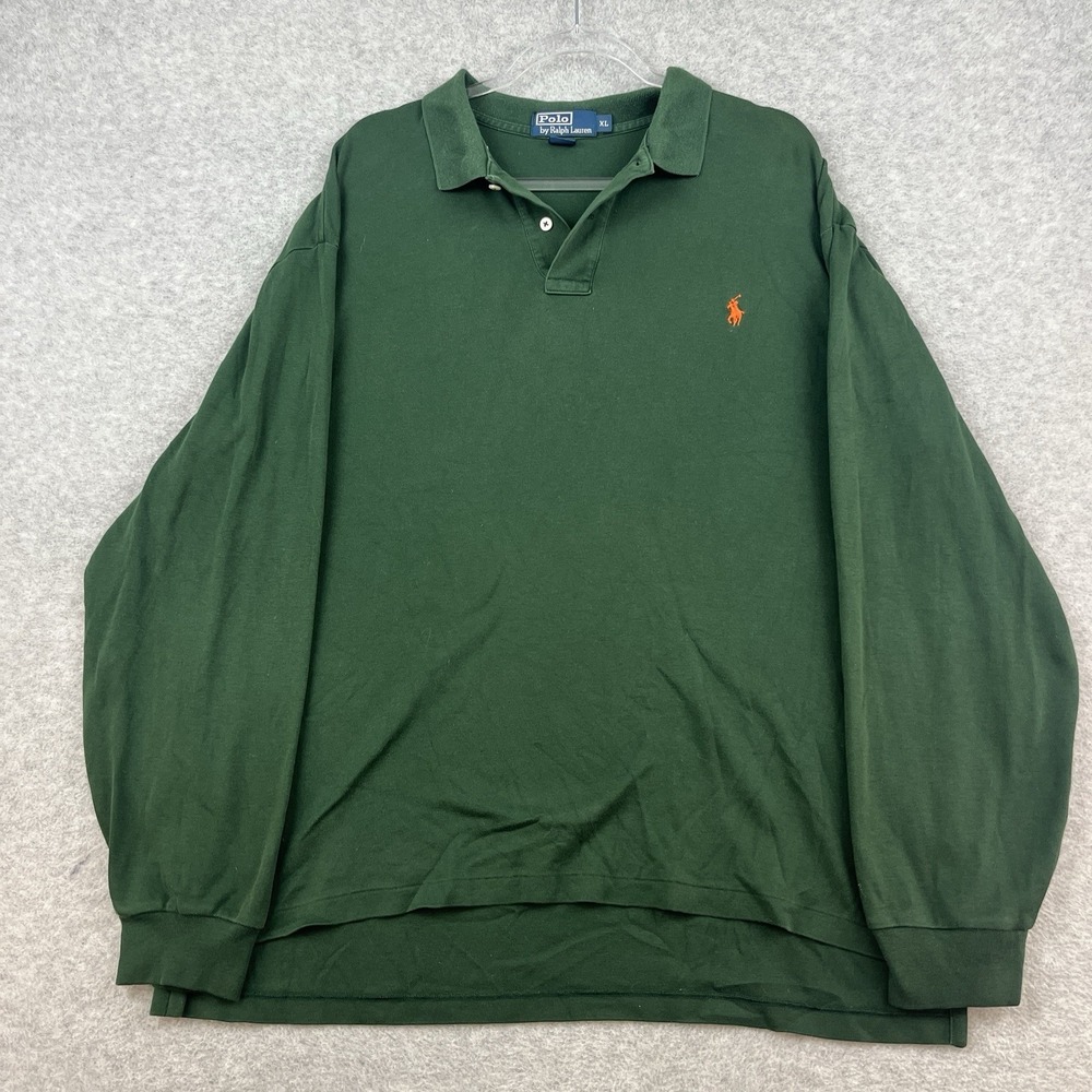 Polo Ralph Lauren Shirt Mens L Green Orange Pony Preppy Vintage Classic 90S VTG